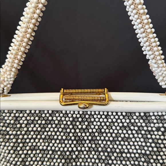 Rare Find Vintage Reversible Black and Ivory Beaded Satchel Purse Handbag - Picture 9 of 12